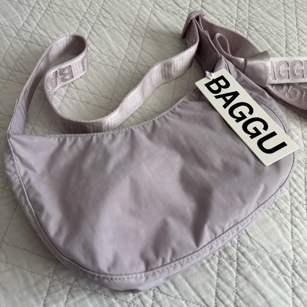 Baggu Small Crescent Nylon Crossbody Bag Dusty Pink NWT